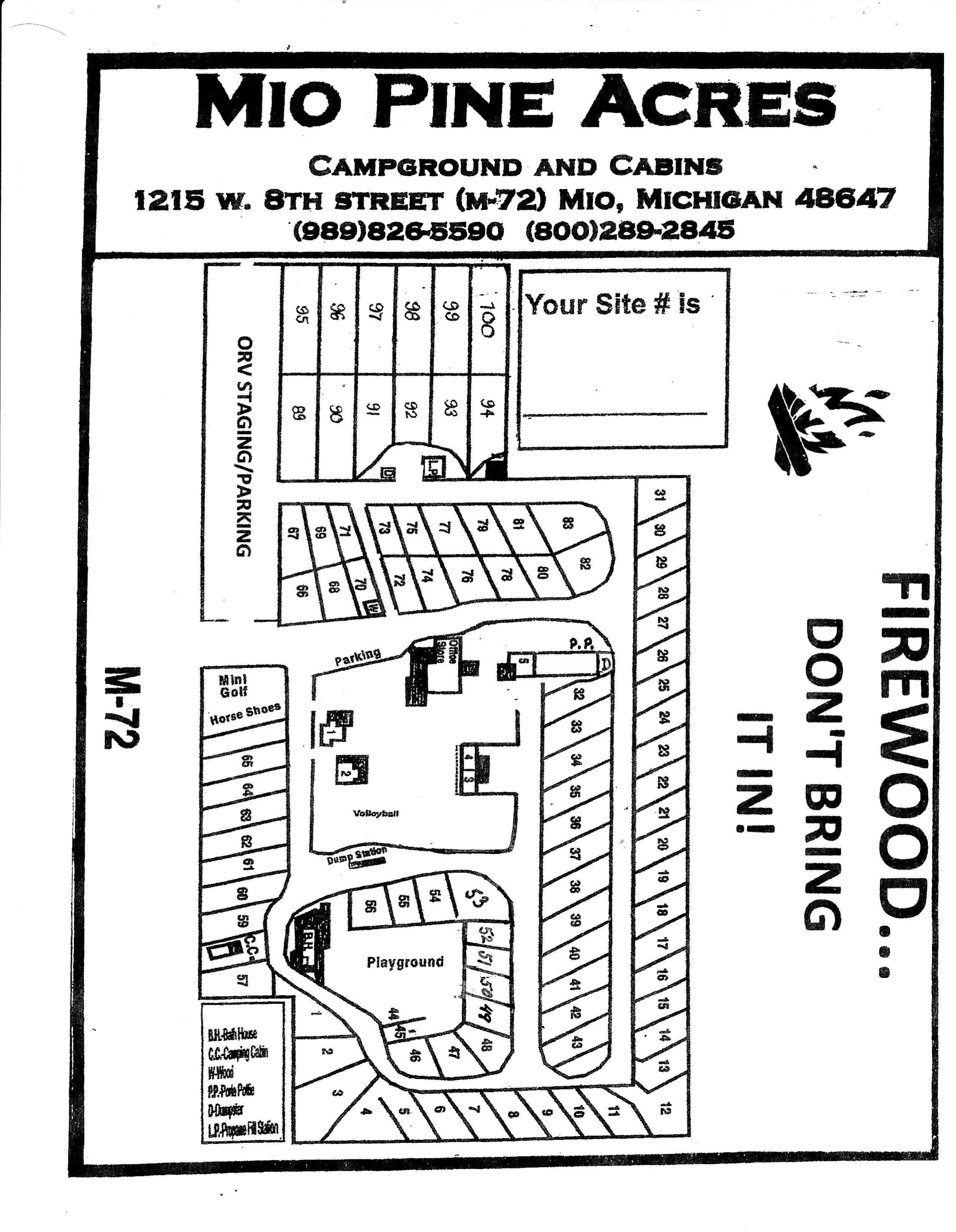 Mio Pines Campground Sitemap